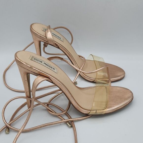 Steve Madden Lyla Leather Rose Gold wrapped stiletto heel - Picture 4 of 10